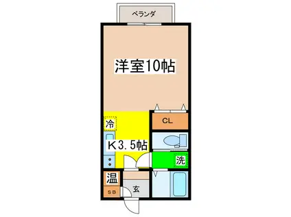 REVE芦野(1K/1階)の間取り写真