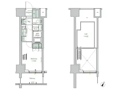 ONE ROOF RESIDENCE TAMACHI(1K/2階)の間取り写真