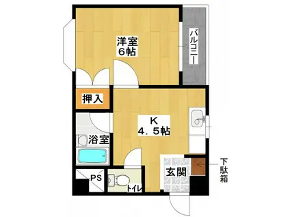 ルミエール上畑(1K/3階)の間取り写真