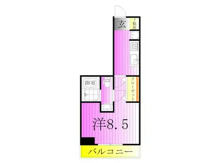 オモチデ扇大橋(1K/2階)の間取り写真