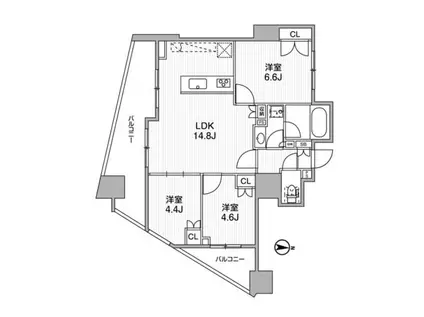 ディームス蔵前アベニュー(3LDK/12階)の間取り写真