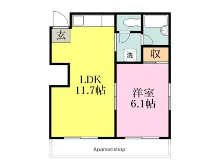 金徳マンション(1LDK/2階)の間取り写真