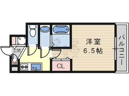 スプランディッド阿倍野(1K/9階)の間取り写真