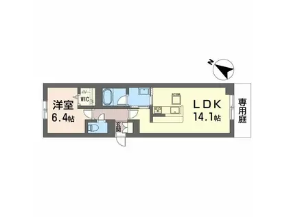 フルールブラン(1LDK/1階)の間取り写真