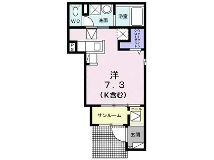 グランヒル(ワンルーム/1階)の間取り写真