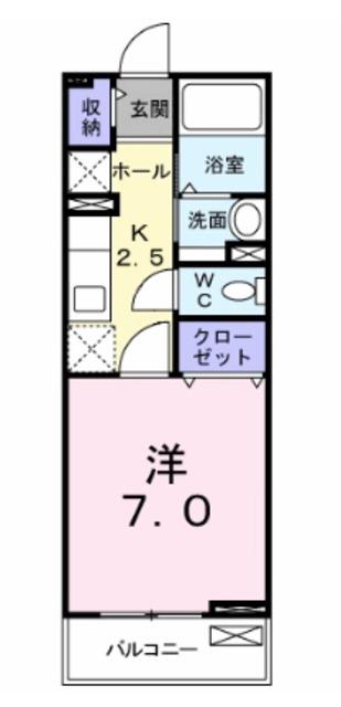 グランジェルメDI(1K/1階)の間取り写真