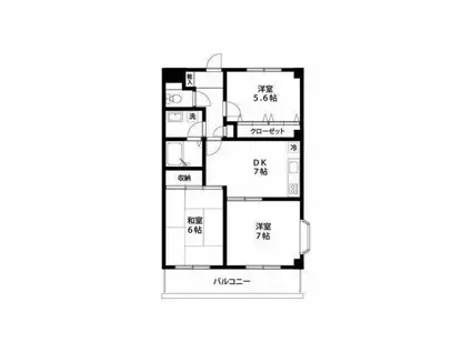 グランドール調布(3DK/2階)の間取り写真