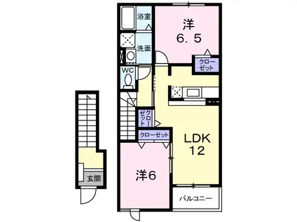 シェーロ・ステラートB(2LDK/2階)の間取り写真