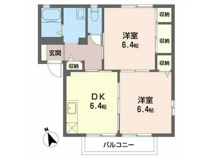 ハイツシービーI(2DK/1階)の間取り写真