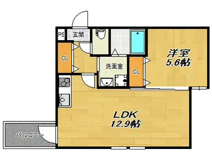 フジパレスKI番館(1LDK/3階)の間取り写真