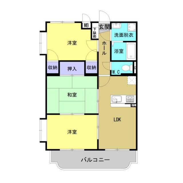 ルミエールかながわ(3LDK/1階)の間取り写真