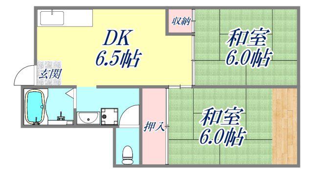 サングリーン大島(2DK/2階)の間取り写真
