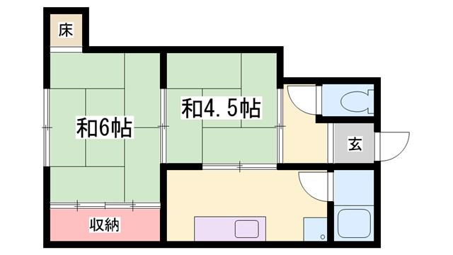 クレメアB棟(2K/2階)の間取り写真