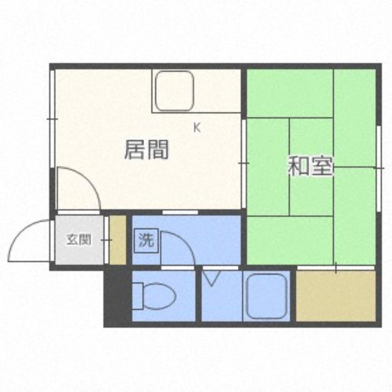 エスコート川沿A(1DK/2階)の間取り写真