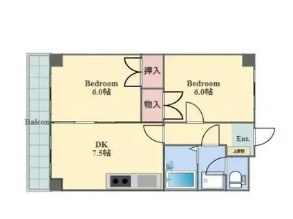 サンライト・ツチヤ(2DK/4階)の間取り写真