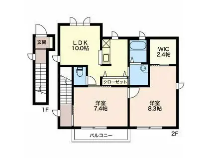 Jスタイル稲田(2LDK/2階)の間取り写真