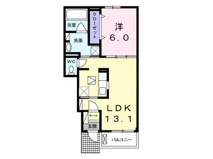 ユニゾンII(1LDK/1階)の間取り写真