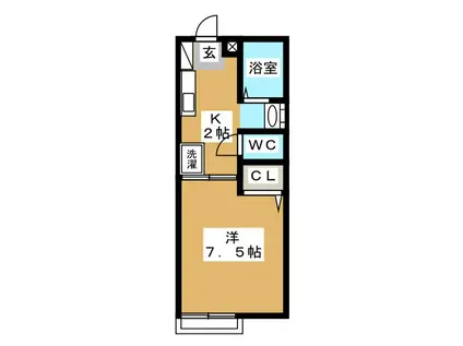 ラフィーネ弐番館(1K/2階)の間取り写真