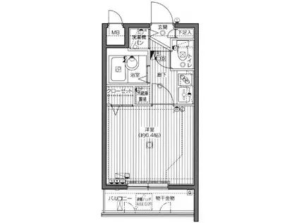 ガラステージ麻布十番(1K/5階)の間取り写真