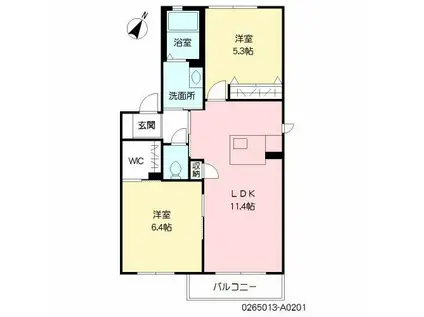 レゾネイト白川(2LDK/2階)の間取り写真