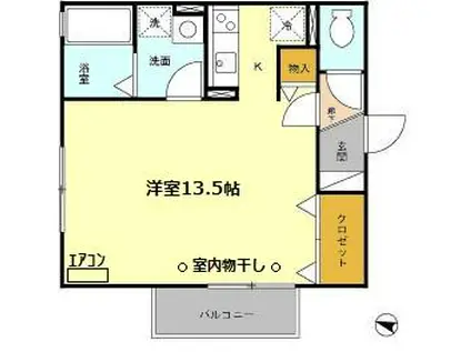 メイプルブランシェII(ワンルーム/1階)の間取り写真