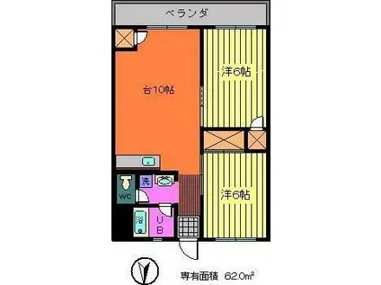 里見ビル(2LDK/3階)の間取り写真