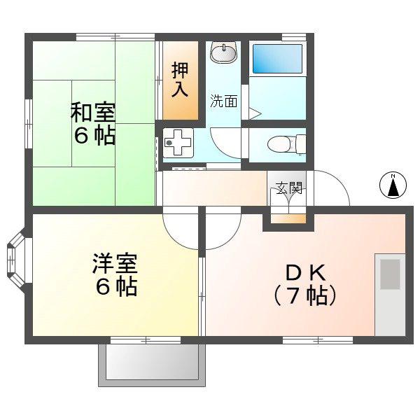 アルタ ビスタA棟(2DK/2階)の間取り写真