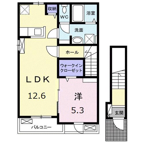アプファールドI(1LDK/2階)の間取り写真