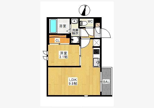 REGALEST大橋ME-RYⅡ(1LDK/1階)の間取り写真