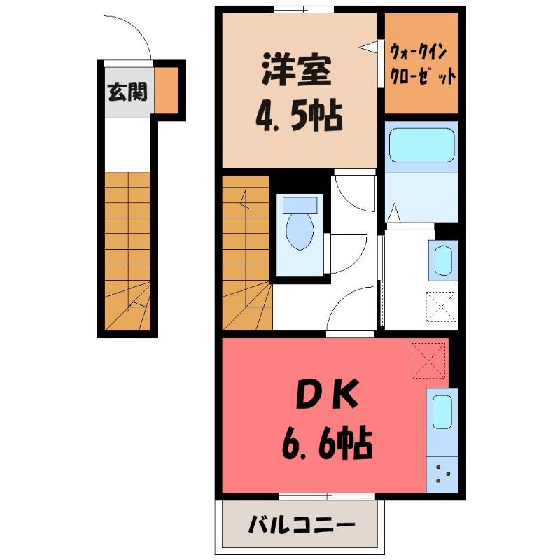 スペラーレ(1DK/2階)の間取り写真