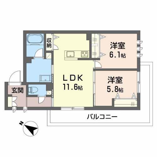 PLAISIR RAFFINE(2LDK/3階)の間取り写真
