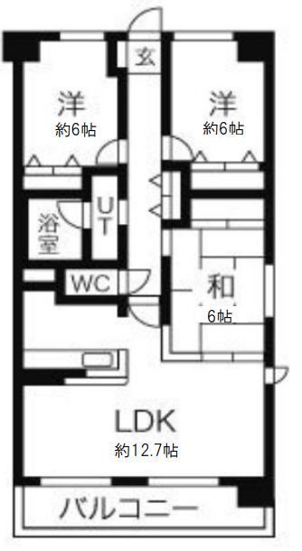 ダイアパレスライブシティ船橋(3LDK/10階)の間取り写真