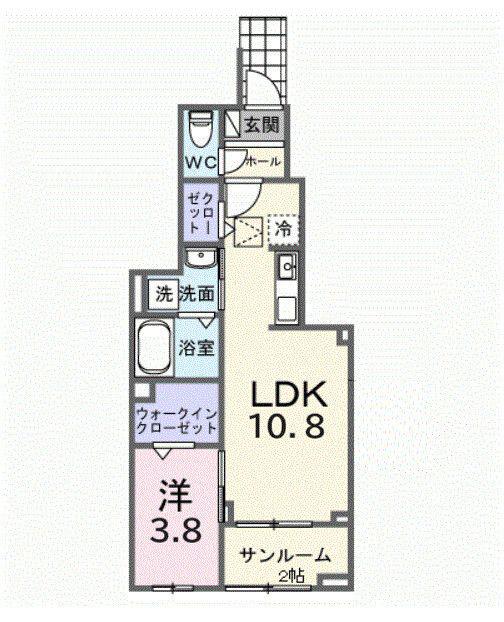 ミルト ブリッサ 大原(1LDK/1階)の間取り写真