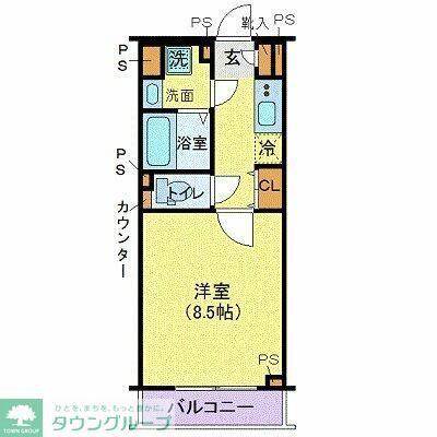 ジェノヴィア高円寺スカイガーデン(1K/2階)の間取り写真