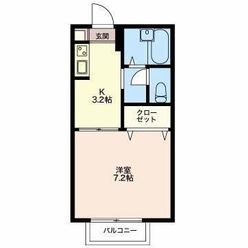 イーストハイツ小池 A(1K/2階)の間取り写真