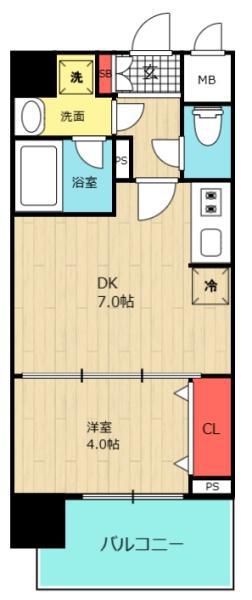 セイワパレス京町堀(1DK/9階)の間取り写真