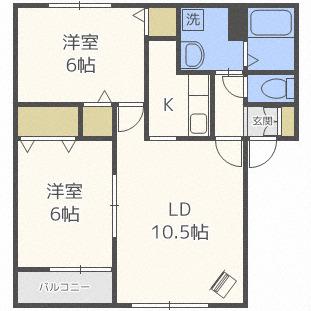 JR函館本線 発寒駅 徒歩20分 2階建 築24年(2LDK/2階)の間取り写真