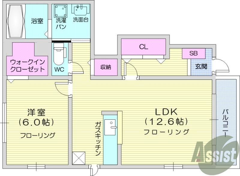 モデッサ雅Ⅱ(1LDK/1階)の間取り写真