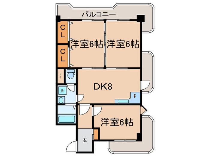 ユニーブル星ヶ丘(3DK/7階)の間取り写真
