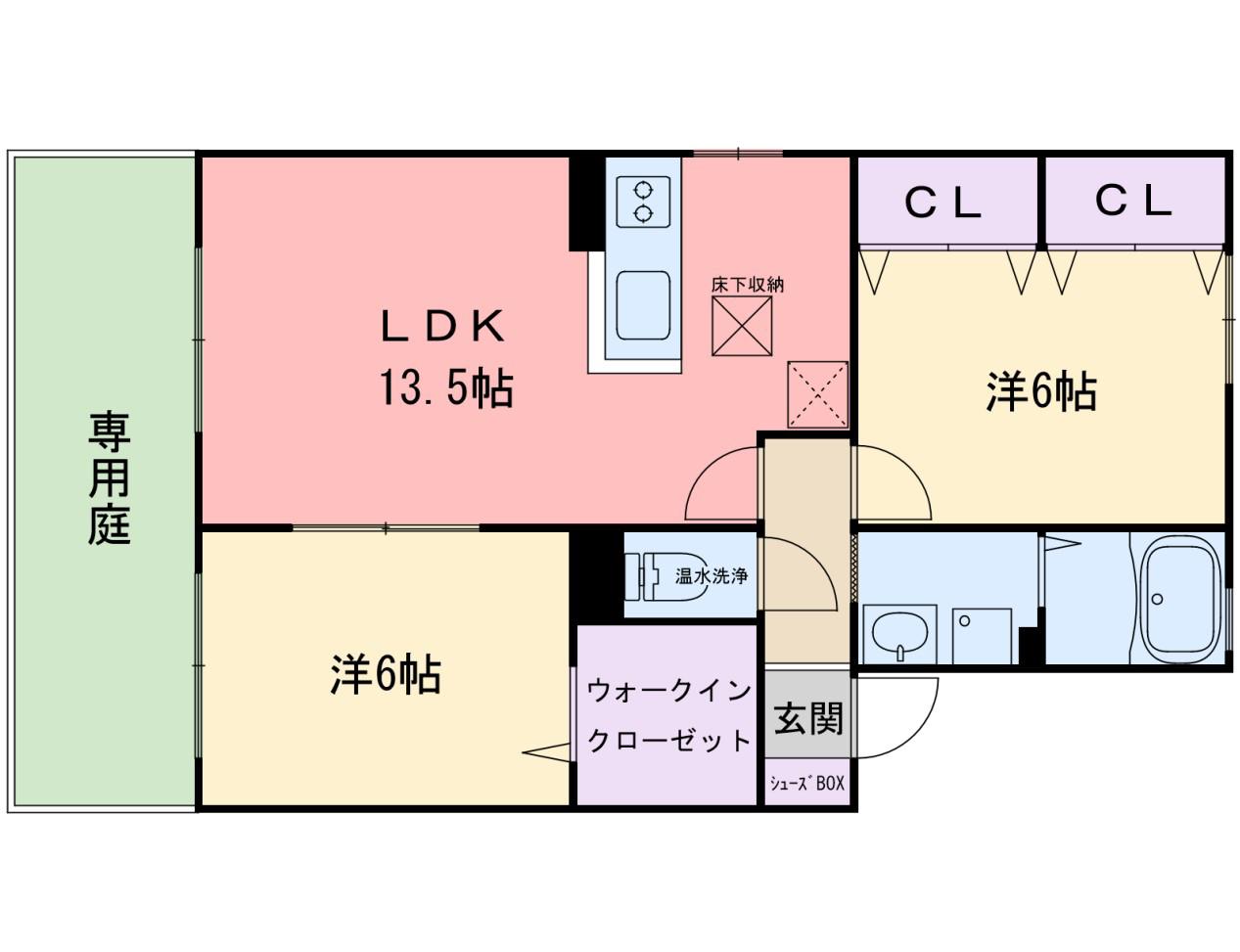 エイコーン南風台(2LDK/1階)の間取り写真