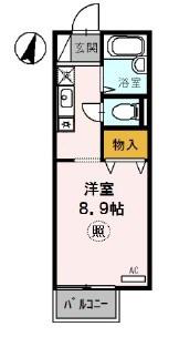 ブリュンヒルト(ワンルーム/2階)の間取り写真
