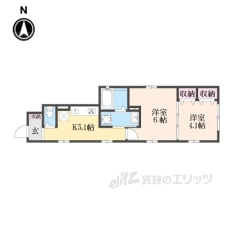 JR東海道本線 西大路駅 徒歩16分 2階建 築3年(2DK/1階)の間取り写真