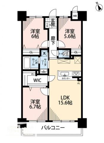 アルファスマート米原III(3LDK/10階)の間取り写真
