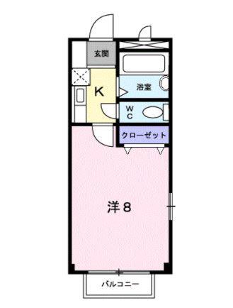 パークハイツ(1K/1階)の間取り写真