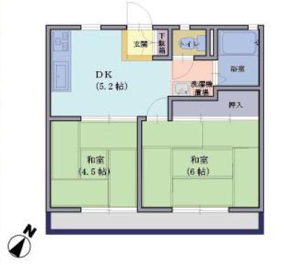 ハイムイチカワ(2DK/1階)の間取り写真