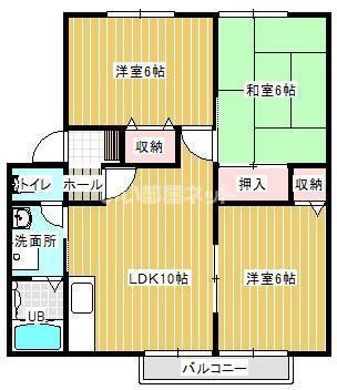 サンビレッジ葛原II C棟(3LDK/1階)の間取り写真