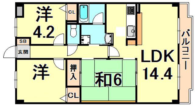 ココ西宮(3LDK/3階)の間取り写真