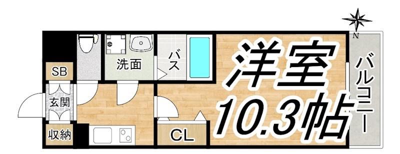 エスリード福島第5(1K/2階)の間取り写真
