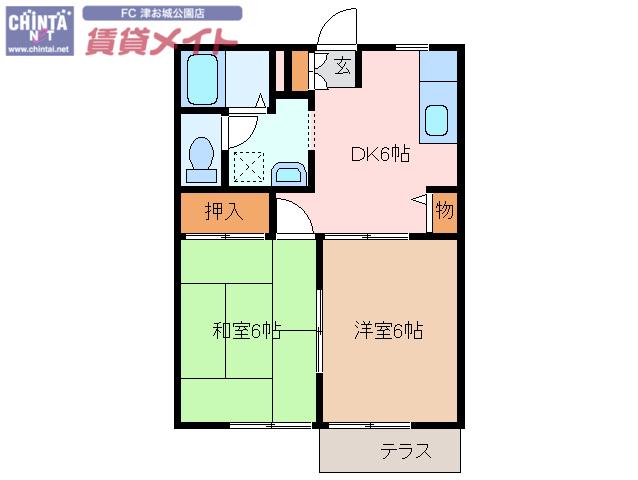 COZY FLATS I(2DK/1階)の間取り写真