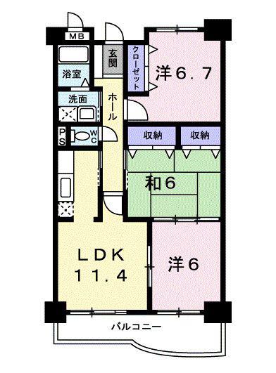 セレブリティI(3LDK/1階)の間取り写真